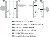 Avocet uPVC Door Handle 92/62mm PZ 210mm Backplate Sprung Chrome view 2