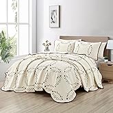 Sunshine Nicole Embroidery Quilt Set, Cotton Material and Filling, with Tranditional Embroidery Patten, 3 Pieces Queen Set, Prewashed