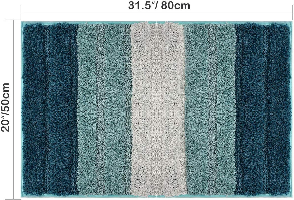 PICTURESQUE Bathroom Rugs Mats, 20 x 32 Inch Bath Mats for Bathroom, Soft Microfiber Non Slip Washable Bath Rugs for Bathroom, Shower, Floors - Blue: Kitchen & Dining