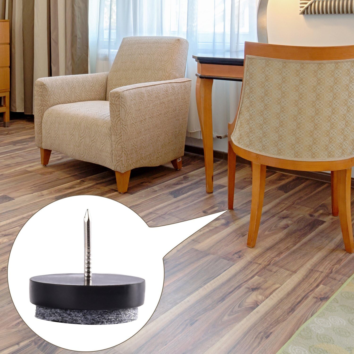 36 Pieces Furniture Pad Nails 24 mm Black Nail-on Slider Glide Felt Pads with Storage Box for Wooden Furniture Chair Stools and Table Leg Feet - Image 5