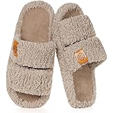 Dokela Women's Cozy Slippers Slip On Open Toe House Slippers for Women Indoor Arch Support Anti-slip Shoes Lightweight Winter House Bedroom Shoes