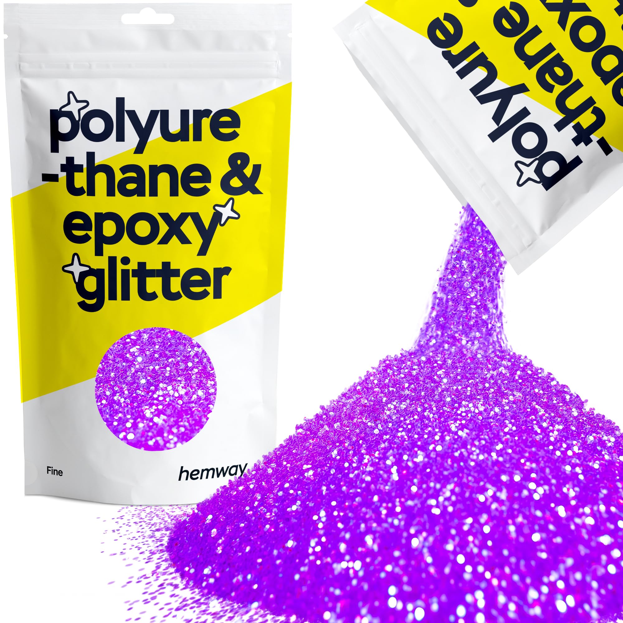 Hemway Resin Glitter Fluorescent Purple 100g Fine | Polyurethane & Epoxy Glitter for Resin Crafts, Tumblers, Coasters, Floor & Table Art