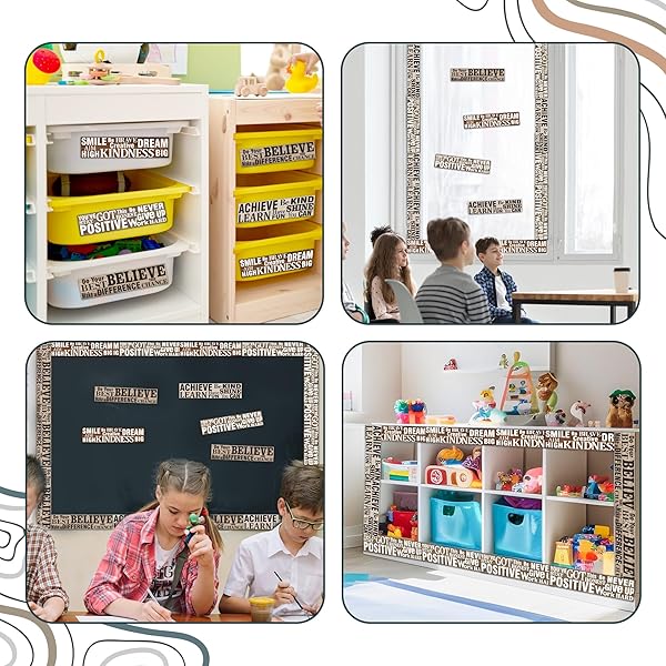 BEYUMI POSITIVE SAYINGS BORDER TRIM – 80PCS BACK TO SCHOOL WOOD GRAIN FARMHOUSE POSITIVE SAYINGS STRAIGHT BULLETIN BOARD BORDERS GRAINY MOTIVATIONAL INSPIRATIONAL QUOTA SCHOOL OFFICES CHALKBOARD DECOR