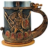 WOKHACH 18oz Spartan Nordic Viking Mug, Stainless Steel Drinking Cup, Sparta Novelty Coffee Cup, Norse Viking Poetic Spartacus Decor Party Decoration Drinkware Gift for Men