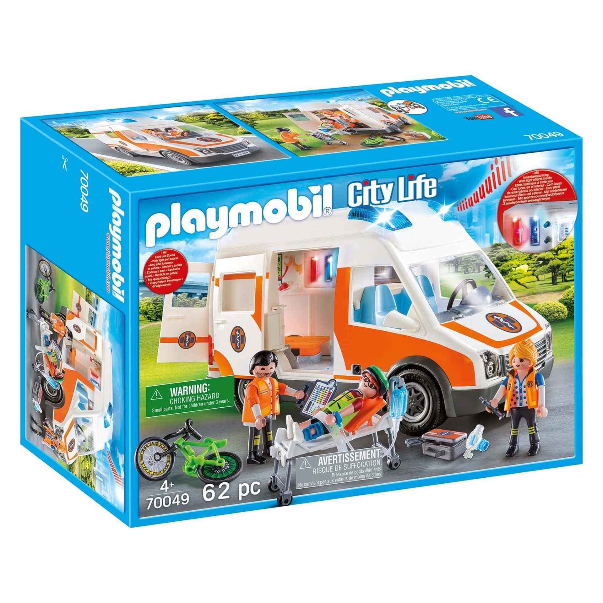 Playmobil City Life 70049 Ambulance With Flashing Lights, For Children Ages 4+