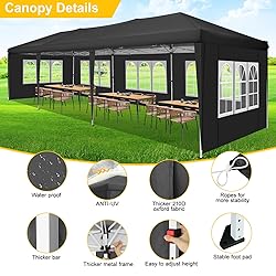 TOOLUCK Canopy 10x30 Pop Up Canopy Tent with 8