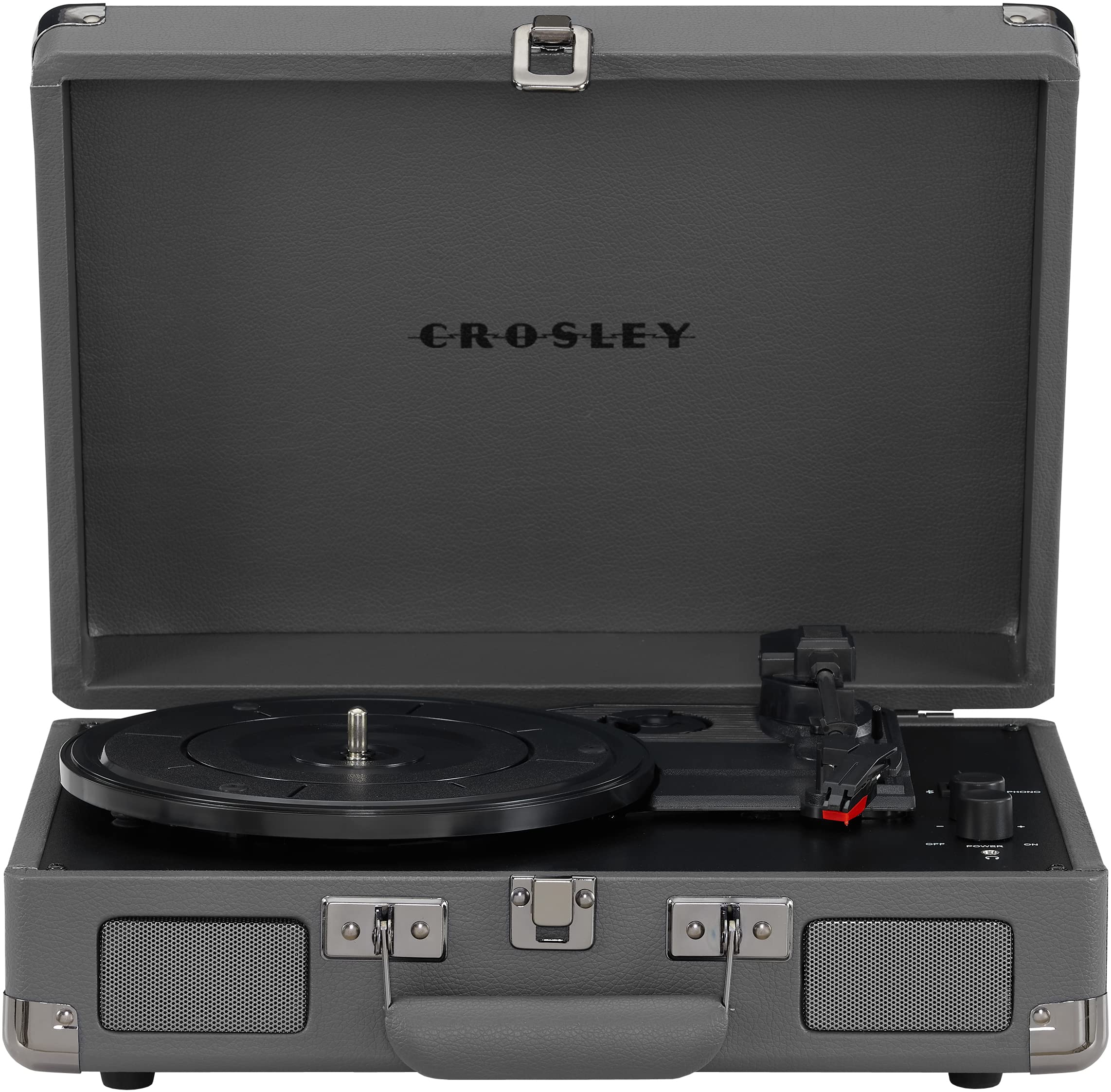 Photo 1 of Crosley CR8005F-SG Cruiser Plus Vintage 3-Speed Bluetooth in/Out Suitcase Vinyl Record Player Turntable, Slate