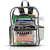 JPACK Clear Backpack – Heavy Duty Transparent Bookbag for Adults and Teens | School, Work, Travel, Stadiums (Black)