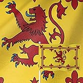 YongFoto Scotland Rampant Lion Flag 3x5ft Double Sided Burlap Scottish Golden Royal Rampant Animal Four Sided Stitched Vivid Color Durable UV Fade Resistant Weatherproof Garden Yard Wall Pole Sleeve