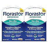 Florastor Select Pro+Pre Daily Probiotic and Prebiotic Supplement for Women and Men, Boosts Good Bacteria, Saccharomyces Boulardii CNCM I-745 (30 Capsules) (Pack of 2)