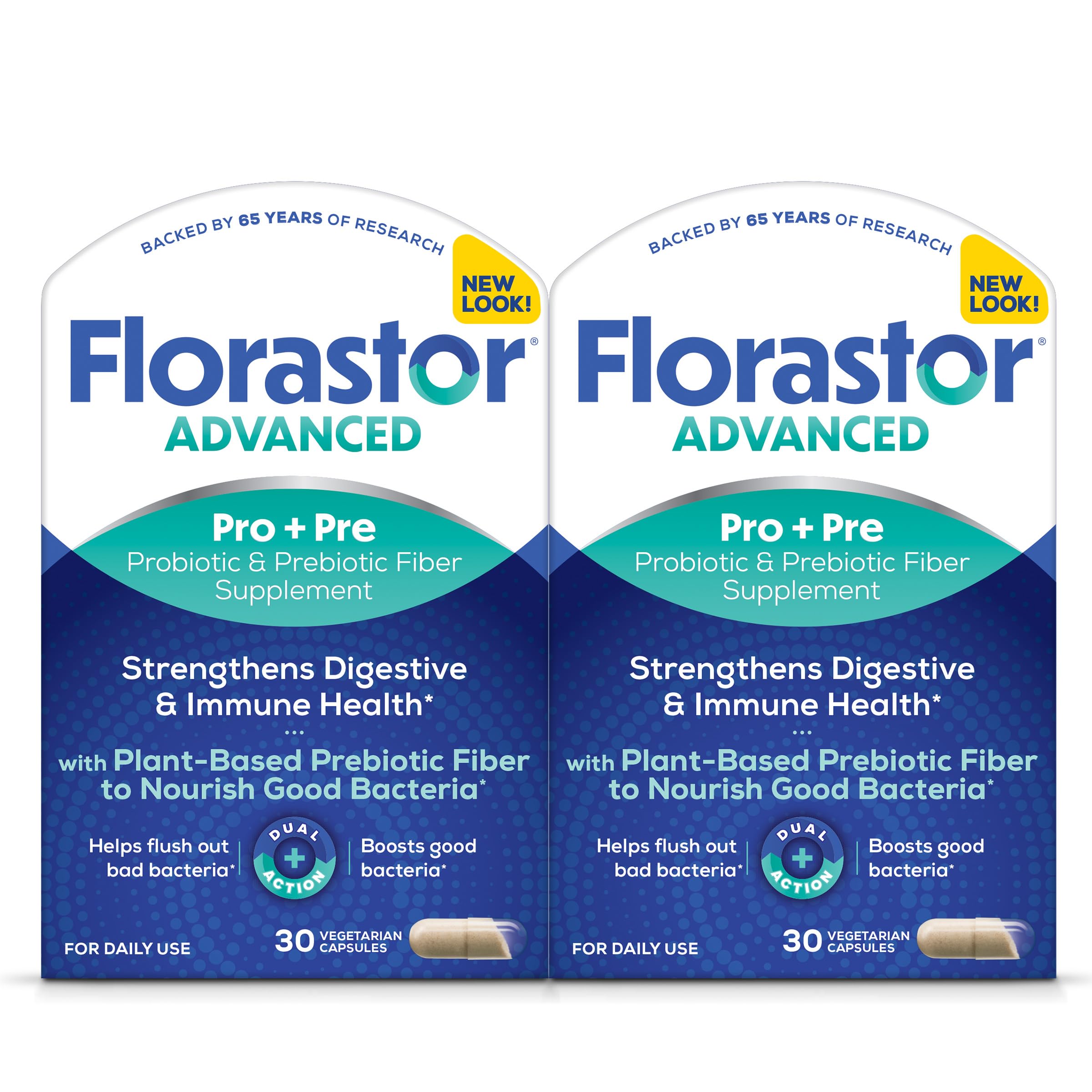 Florastor Select Pro+Pre Daily Probiotic and Prebiotic Supplement for Women and Men, Boosts Good Bacteria, Saccharomyces Boulardii CNCM I-745 (30 Capsules) (Pack of 2) Image