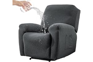 Eco-Ancheng Recliner Chair Covers Recliner Cover Recliner Slipcovers 4-Piece Lazy Boy Recliner Chair Covers Non Slip Reclining Slipcovers with Storage Pockets Chair Covers for Living Room