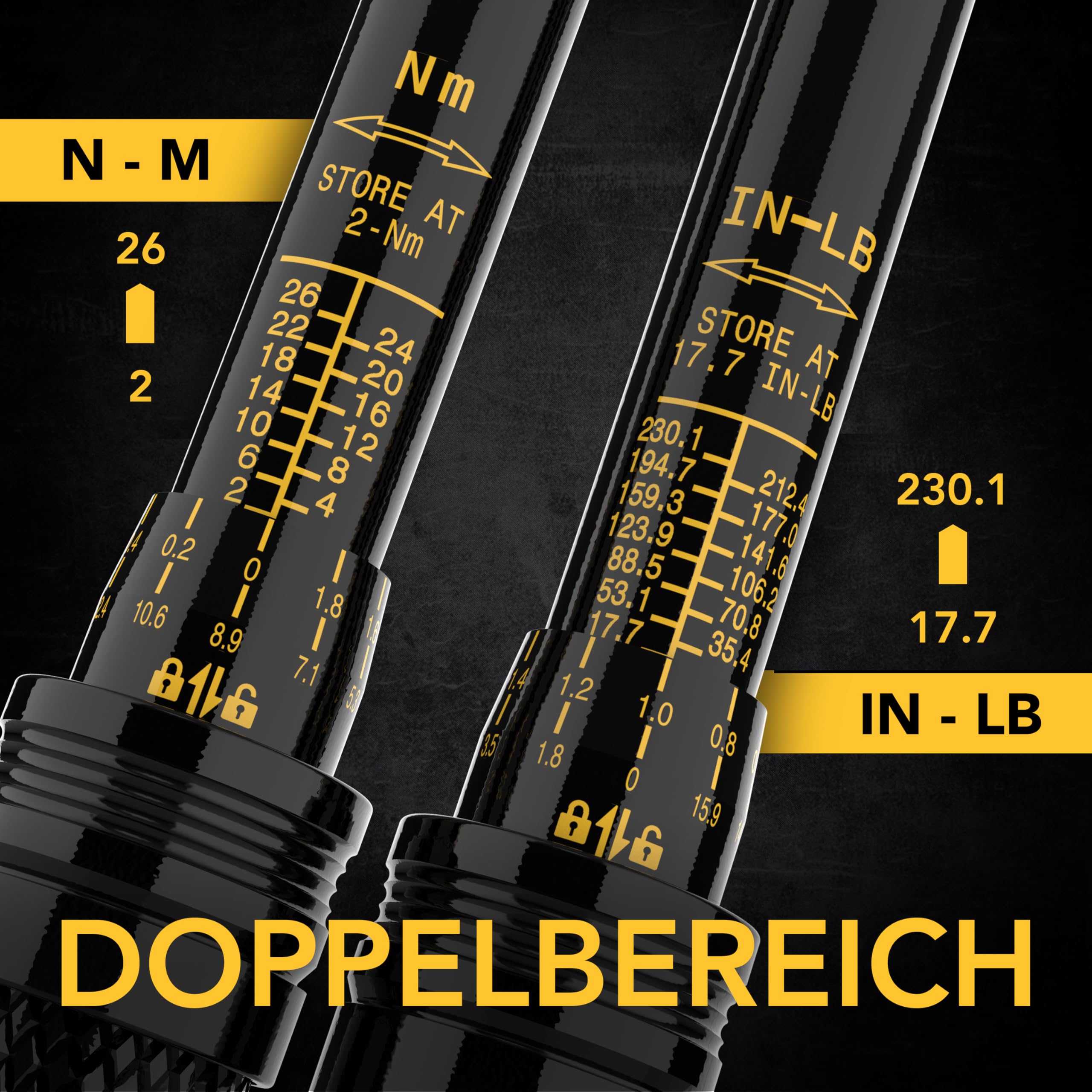 Drehmomentschlüssel Fahrrad & Motorrad, 1/4 Zoll, inklusive 15 teiliges Set Innensechskant Hex und Torx Bits, Messbereich 2-26 Nm mit Verlängerungsstange, torque wrench set Für Rennrad und mehr 2