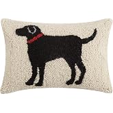 Peking Handicraft 30JES1459C12OB Black Dog Wool and Cotton Pillow, 8 x 12 inch
