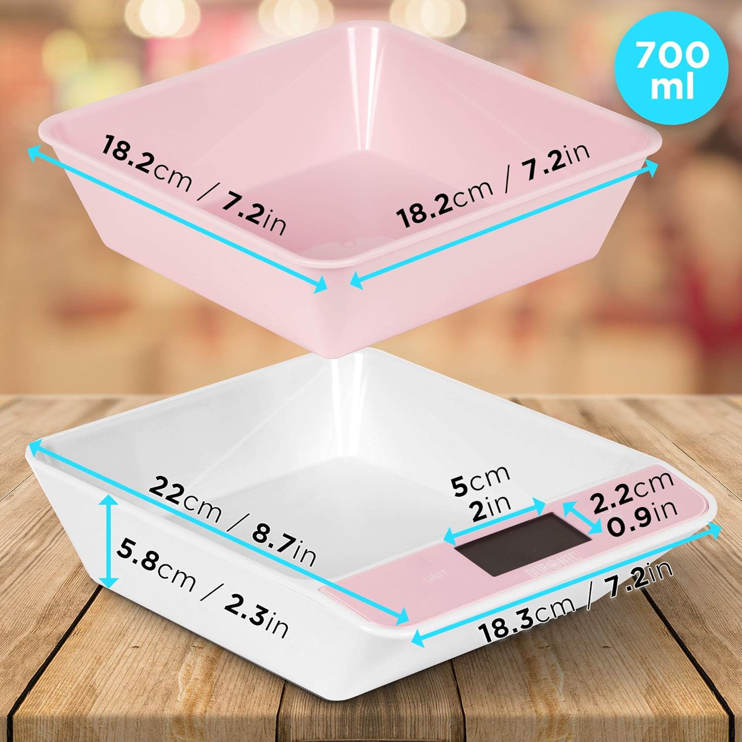 Duronic Digital Kitchen Scales KS100 RD Electronic Kitchen Scale with Bowl Measuring Weighing Scale Red Baking Scale for Cooking Baking Mail Pet Food Measurement Baker Weight Scale - Image 3