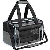 rabbitgoo Cat Carrier Soft with Rollable Flap, Travel Safe for Car Airline | Comfortable for Anxious Kittens, Collapsible Portable Carrying Bag, Small Medium Cats, Escape Proof, Grey, 17"Lx11"Wx11"H