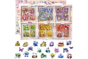 Aifong 800Pcs Floral Scrapbook Stickers Vintage Flower Butterfly Plant PET Junk Journal Sticker Sticker for Scrapbooking Supplies Craft