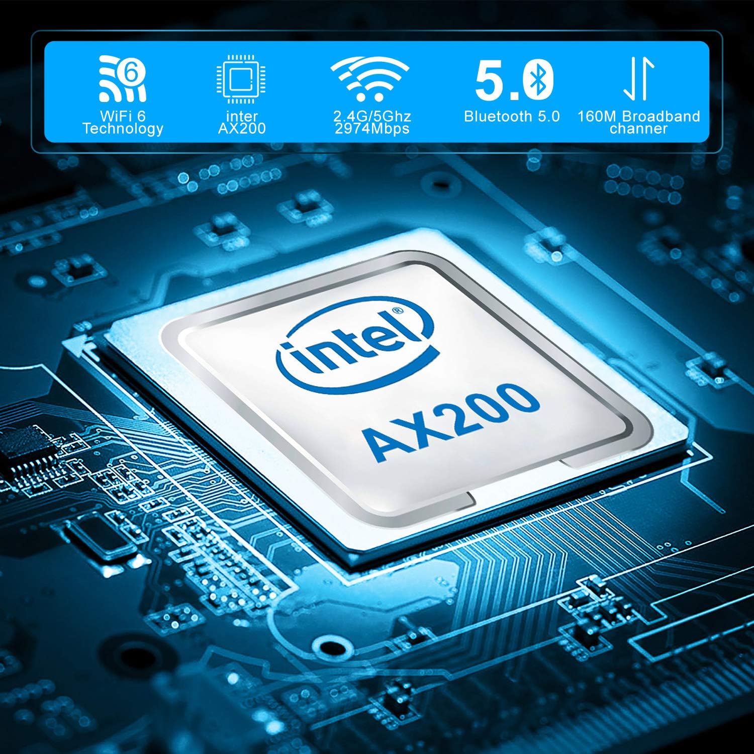 Podazz AX200 NGW WiFi Card, Dual Band 2.4GHz 574Mbps/5GHz 2.4Gbps WiFi 6 Network Card - Image 4