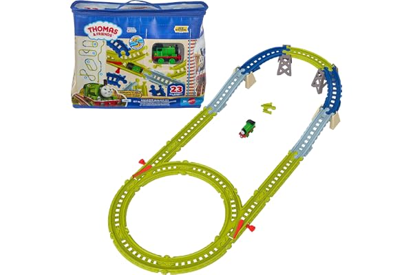 ​Thomas & Friends Easy Connect Track Kit & Percy Engine | Includes 22 Track Building Pieces by Fisher-Price in Reusable Bag f