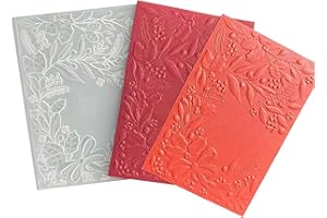 DIYology 3D Christmas Leaves Embossing Folders for Cards Making Berry Branches Embossing Folder Stencils for DIY Paper Crafts Scrapbooking Polymer Clay Decoration