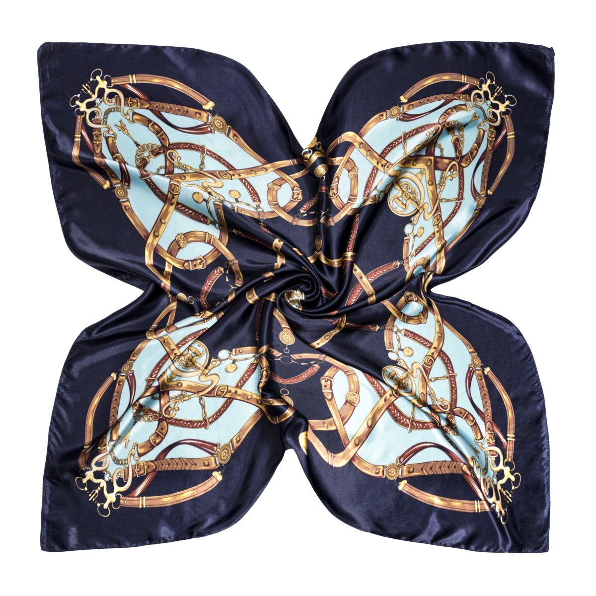 Flowomen Women\'s Silk Scarf colorful Square Large Neckerchief Daily Luxury Fashion Wrap (Black2)