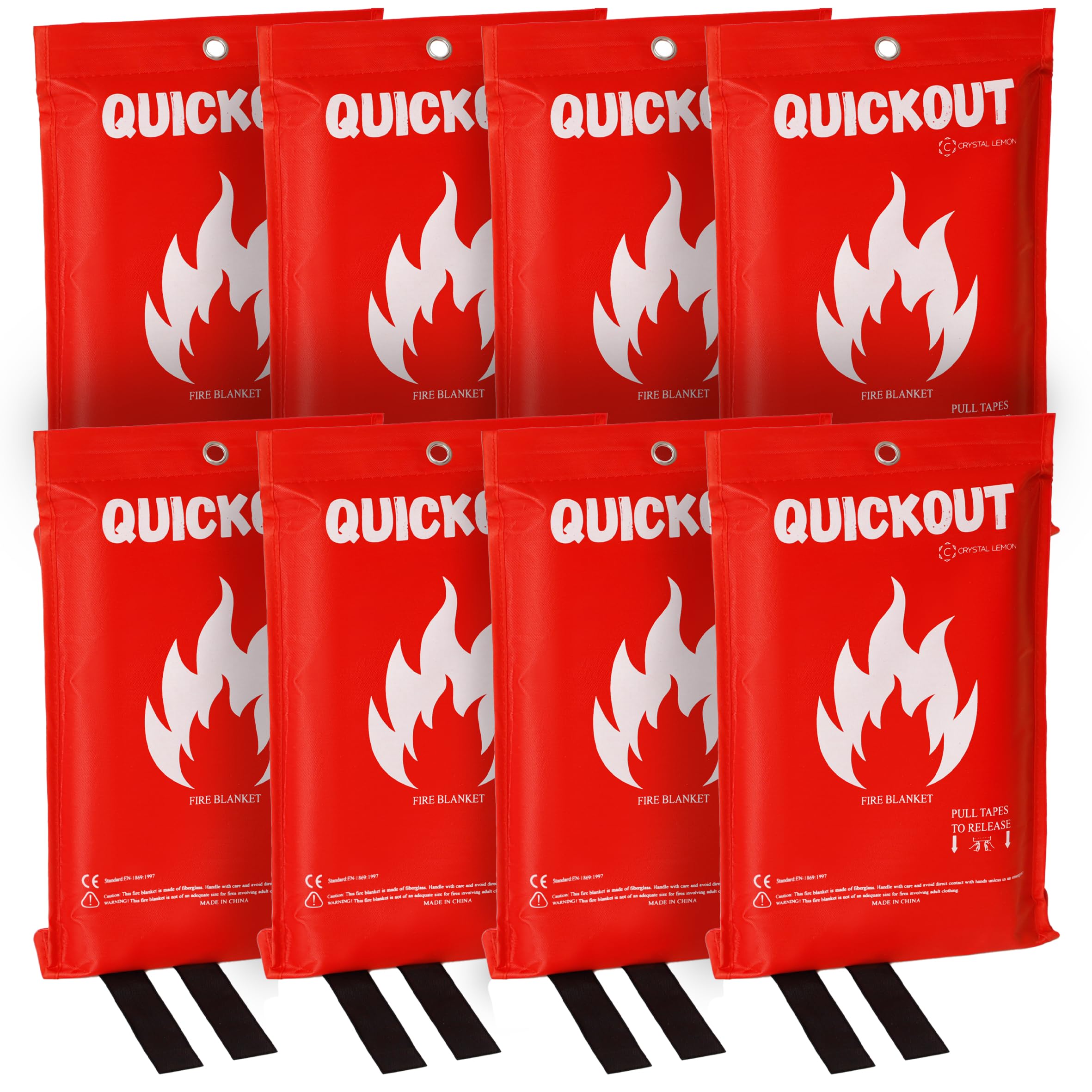 Crystal Lemon Fire Blanket 8-Pack, Home and Kitchen Fire Safety Blankets, Heavy-Duty, Large Fire Retardant Covers Made of Durable Glass Fiber, CL-Fire-01 Image