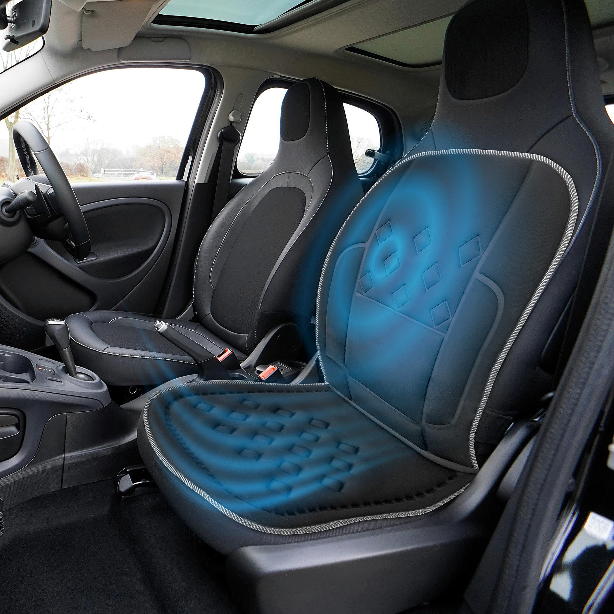 Medipaq Ergonomic Car Seat Cushion (2025 Upgrade) – Lumbar Support Pad with 24 Cooling Air Pockets, 8 Magnets for Non-Slip Fit and 2 Fixing Straps – For Pain Relief and Driving Comfort