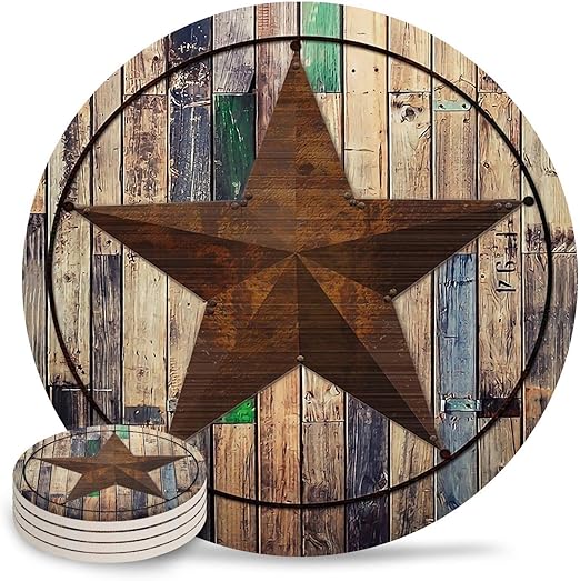 Amazon Com Absorbent Drink Coasters Rustic Barn Star Vintage
