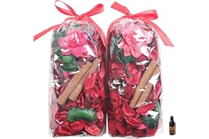 Qingbei Rina Christmas Potpourri Bags,Cinnamon Scented Potpourri Bowl Filler,Red Decorative Dried Flowers Home Fragrance Sachet,Winter Holiday Vase Filler Decor,8.4 oz