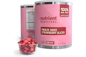 NUTRIENT SURVIVAL Freeze-Dried Strawberries – Premium Sliced | #10 Can | 25-Year Shelf Life | Emergency Food & Clean Snacking