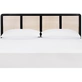 SAFAVIEH Furniture - Daishi Queen Headboard - Black - Rattan &amp; Solid Wood - Handwoven Cane Design for Bedroom &amp; Guest Room, 61.4" W x 2" D x 47.2" H (HBD8007B-Q)
