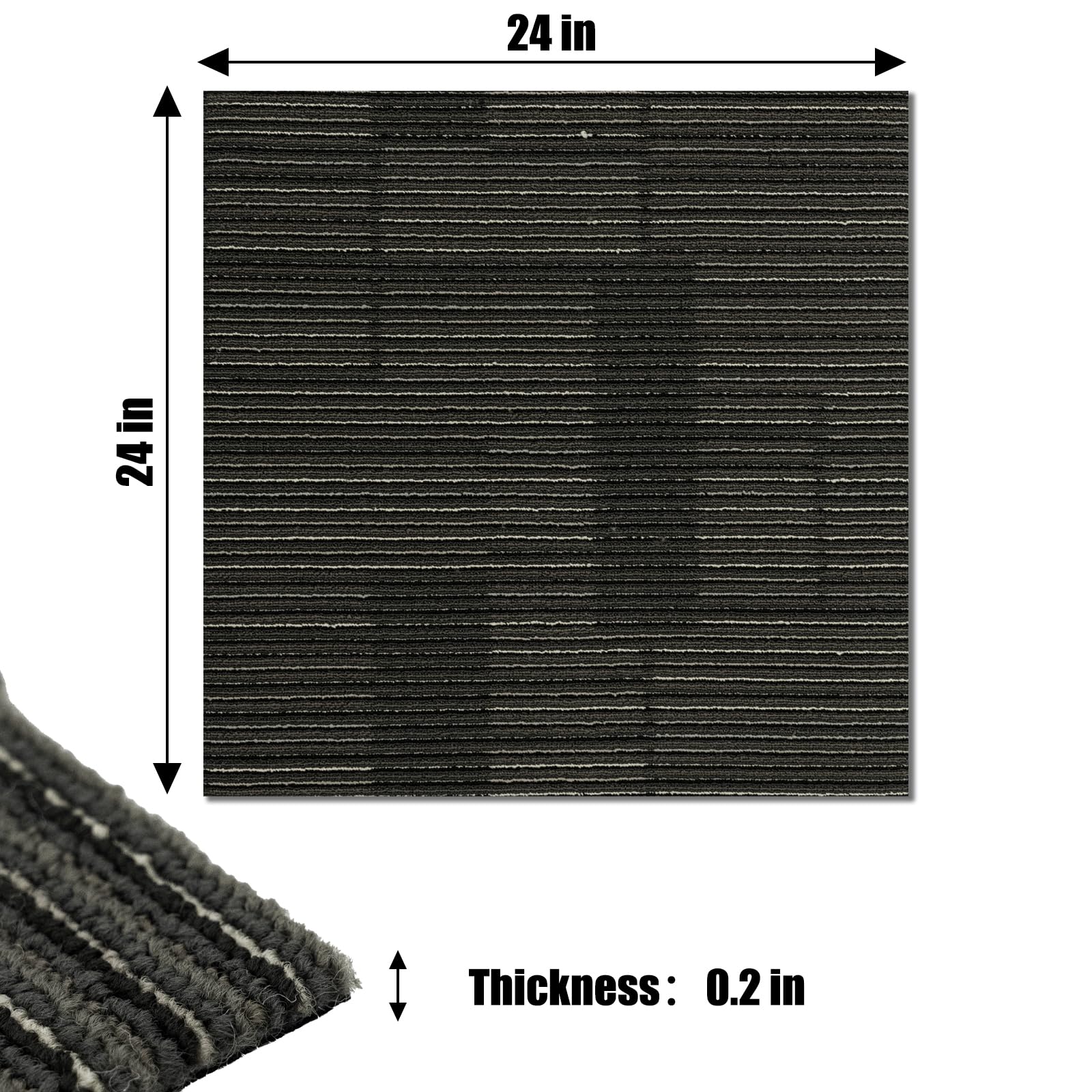 Condition photo showing New/Like New for 24" x 24" self-adhesive carpet tiles, 20 pack peel and stick carpet squares for indoor flooring, non