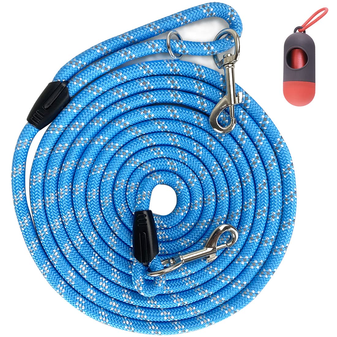 Codepets Long Rope Dog Leash for Dog Training 12FT 20FT 30FT 50FT, Reflective Threads Dog Cat Leashes Tie-Out Check Cord Recall Training Agility Lead for Large Medium Small Dogs (Blue, 10mm*50ft) — image 1