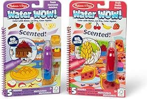Melissa & Doug 2-Pack Scented Water Wow! Mess Free Coloring Book, Reusable Water-Reveal Activity Pads, Fruit and Treats, Travel Toys, Party Favors, for Toddlers for Kids Ages 3+ - FSC Certified