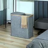 efluky 140L Laundry Baskets with Lid 2 Compartments Blue Grey view 8