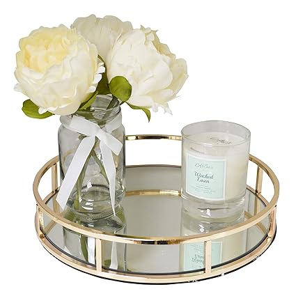 New Decorative Gold Metal Round Shape Serving Dressing Table Tray
