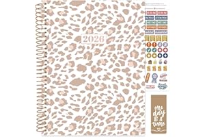 bloom daily planners 2026 Planner (January to December) - 8.5” x 11” Weekly & Monthly Dated Agenda Organizer Book with Stickers & Tabs - Flexible Soft Cover - Tan Leopard