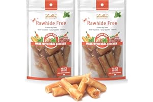 LuvChew Gluten Free Rawhide Free Dog Chew Chicken Rolls Mini 2.5" for Small Dogs 10 pcs/Pack (Mini 2.5" 10pcs/Pack x2 Packs)