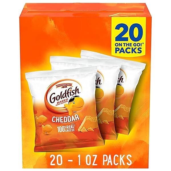 GOLDFISH CHEDDAR CHEESE CRACKERS, BAKED SNACK CRACKERS, 1...