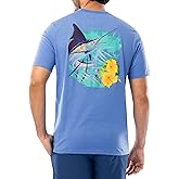 Guy Harvey Men’s Billfish Collection Short Sleeve Pocket T-Shirt, Azure Blue/Floral Sailfish, 3X-Large