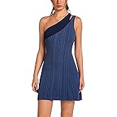 ABOCIW Womens Knit One Shoulder Tennis Dress with Shorts Summer Athletic Dress Workout Exercise Active Golf Dresses