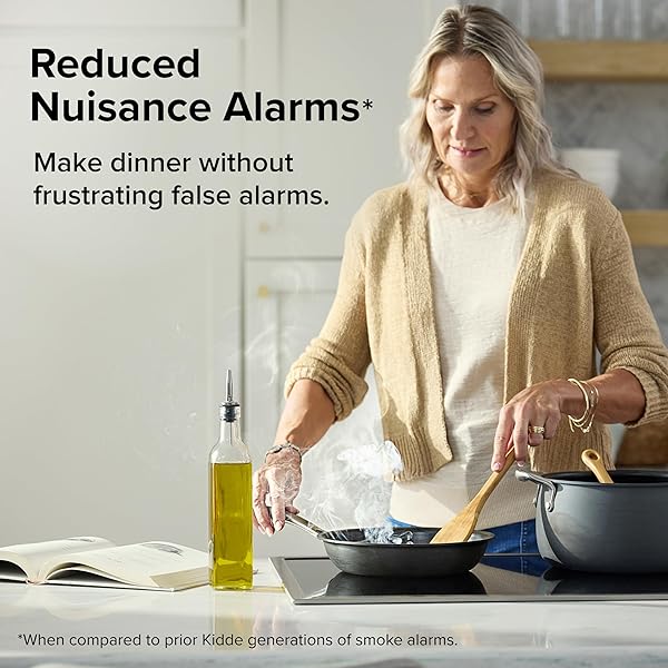 KIDDE SMART SMOKE DETECTOR, RING APP ENABLED FOR REAL-TIME NOTIFICATIONS, HARDWIRED ALARM, AA BACKUP BATTERY