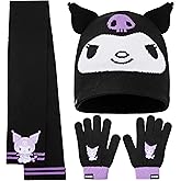 Hello Kitty Sanrio 2pcs Beanie, Gloves or 3pcs Hat, Gloves, Scarf Knit Set for Girls, Winter Gear, Kawaii Gifts for Girls