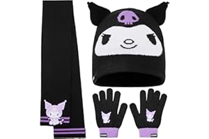 Hello Kitty Sanrio 2pcs Beanie, Gloves or 3pcs Hat, Gloves, Scarf Knit Set for Girls, 8-10 Years, Kawaii Gifts for Girls