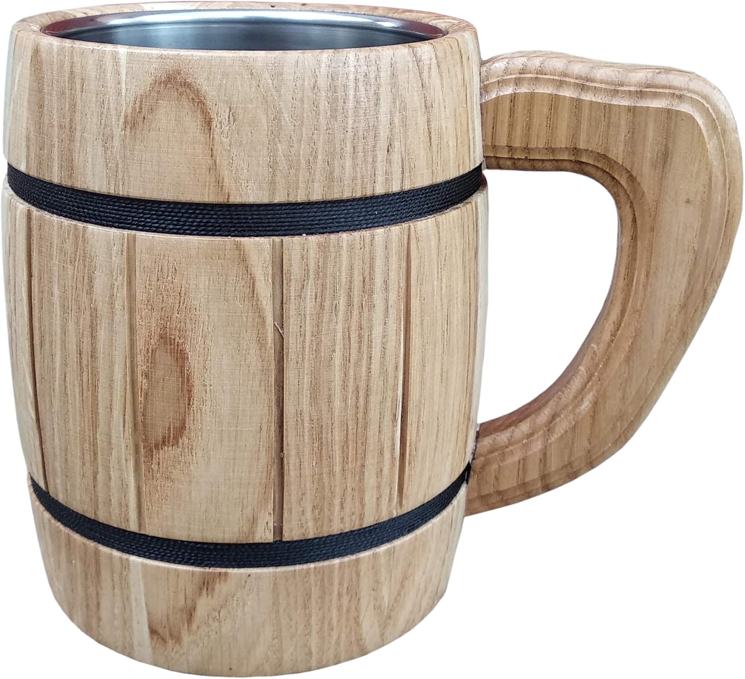 Handmade Beer Mug Wooden Tankard Beer Stein (20 OZ Beige