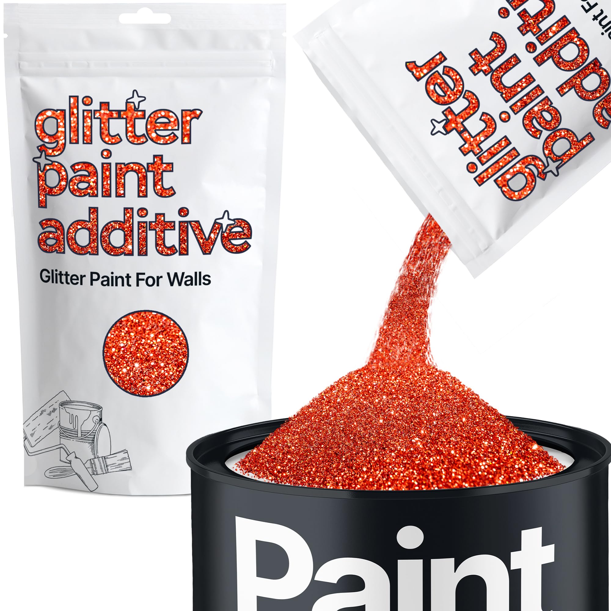Red Holographic Glitter Paint Additive 100g for Adding Sparkle to Paints & Varnish | Paint Walls Sparkly Add to Emulsion, Acrylic or Lacquer Indoor | Hemway