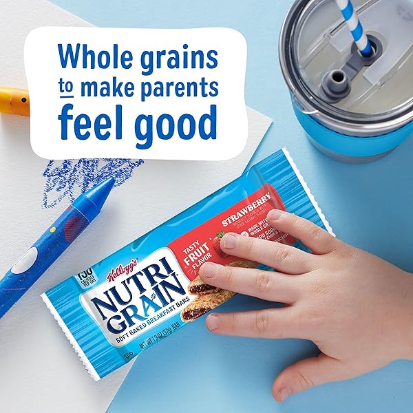 NUTRI-GRAIN BREAKFAST BARS, MADE WITH 10G WHOLE GRAINS, SNACK BARS, STRAWBERRY, 20.8OZ BOX (16 BARS)