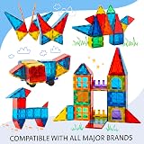 SUNNY AUNTIE Magnetic Tiles 150 Piece Set with Storage Bag STEM Toy for Kids view 7