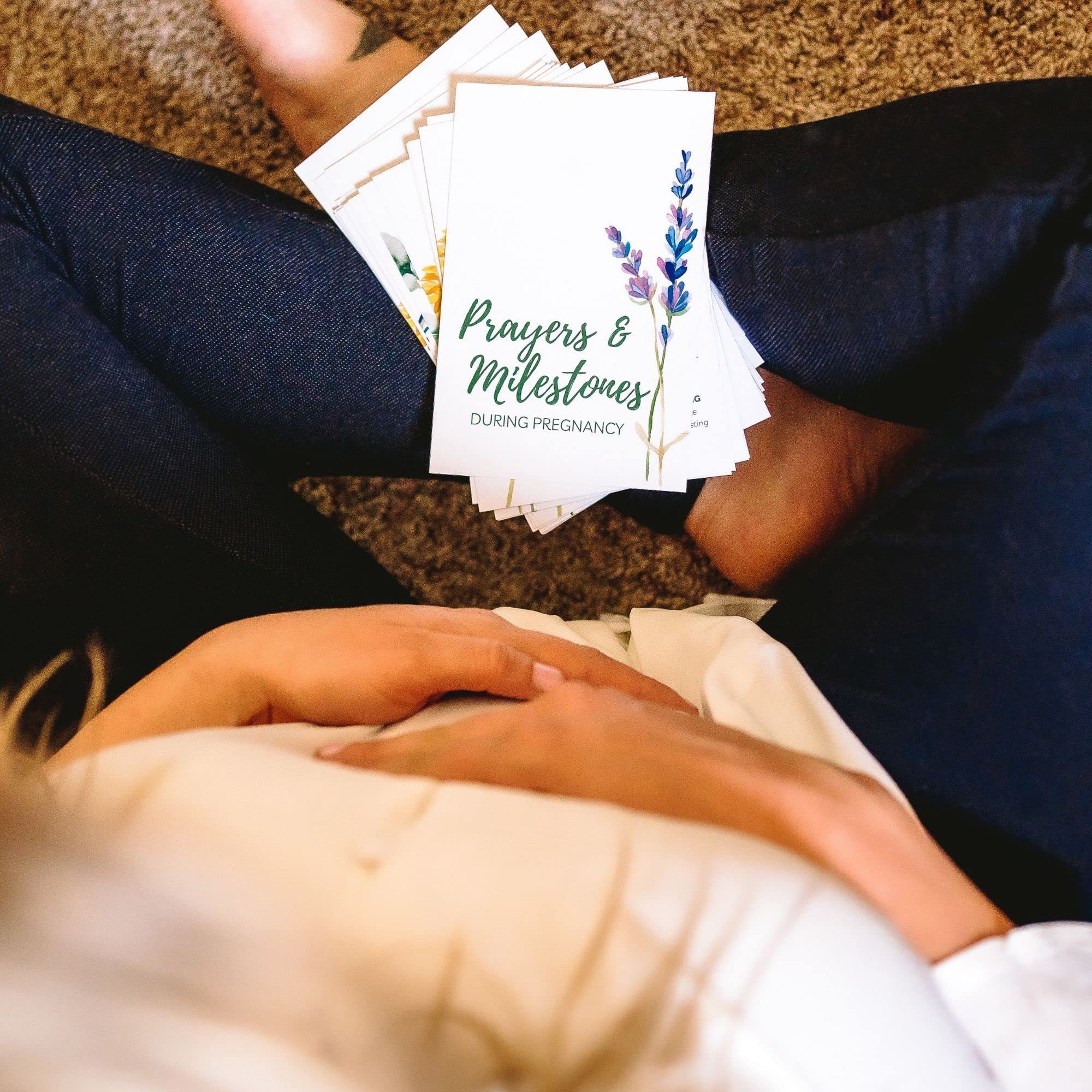 Pregnancy Prayer Cards - Weekly Milestone Cards for Expecting Mother, Congratulations Gift for First Time Mom, Must Haves and Essentials for Mom to Be