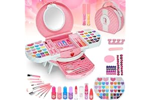 MRABBITOO Kids Makeup Kit for Girl - 66 Pcs Washable Makeup Set for Little Girls, Real Cosmetic Set Pretend Play Makeup Toy Beauty Set, Kids Toddler Toys Christmas & Birthday Gift Age 3 4 5 6 7 8 9+ Year Old